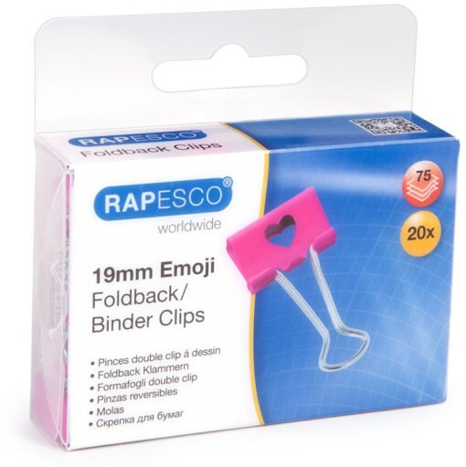 RAPESCO Foldback Clip Emoji 19mm 1357 hot Pink 20 Stück