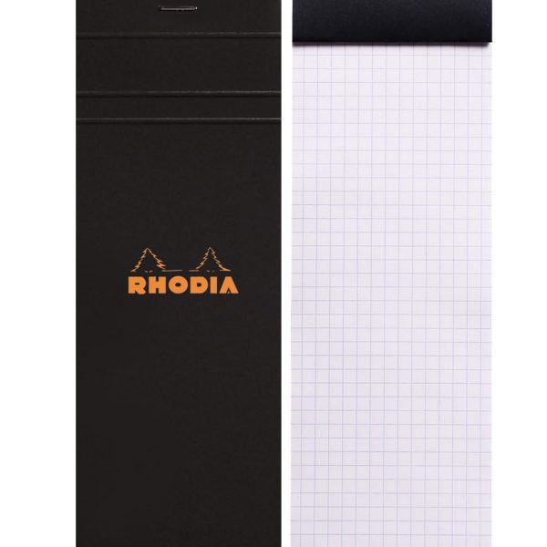 RHODIA Notizblock schwarz 74x210mm 82009C kariert 80 Blatt