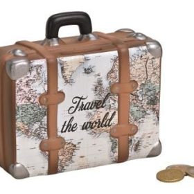 ROOST Sparkasse Koffer 14x13x6cm 10025068 Landkarte, beige, braun