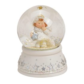 ROOST Schneekugel Winterkind 10030162 Poly, Glas, weiss 7x9x7cm