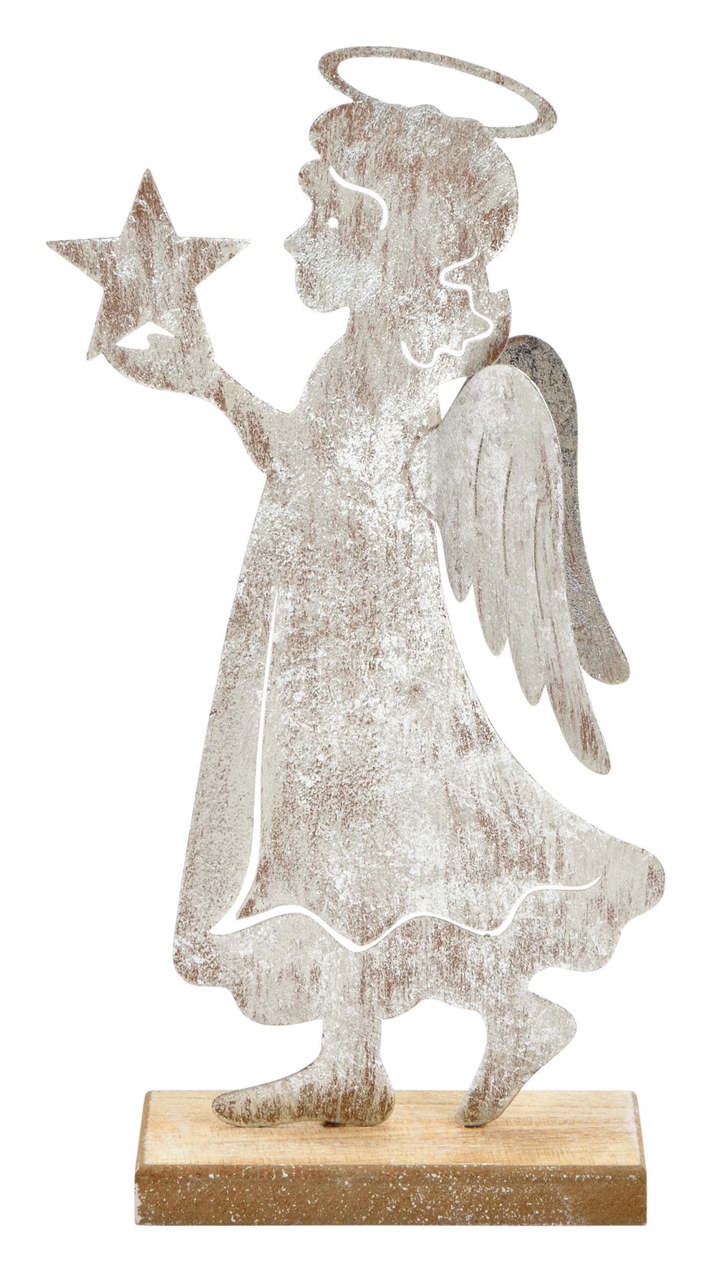 ROOST-10034449-4007698423612 ROOST Aufsteller Engel 10034449 Holz,Metall, silber 15x28x6cm – Hochwertig & günstig bei ShopDeca