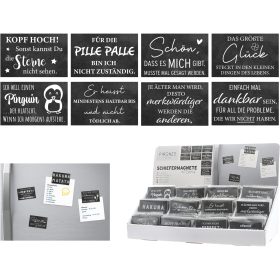 ROOST Magnete Schiefer mit Spruch 10039650 12-fach assortiert