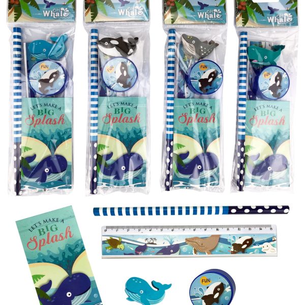 ROOST Schreibset 5-teilig OWOPP5-001 On Whale 4 ass.