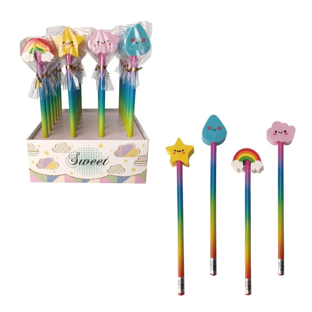 ROOST-REA-1071-7613058037138 ROOST Bleistift 4 ass. REA-1071 Wolke u. Regentropfen – Hochwertig & günstig bei ShopDeca