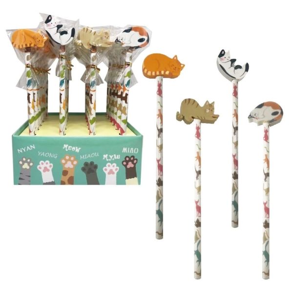 ROOST Bleistift mit Radierer REA-1075 Katze, assortiert