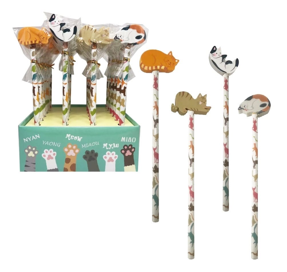 ROOST-REA-1075-7612532059758 ROOST Bleistift mit Radierer REA-1075 Katze, assortiert – Hochwertig & günstig bei ShopDeca