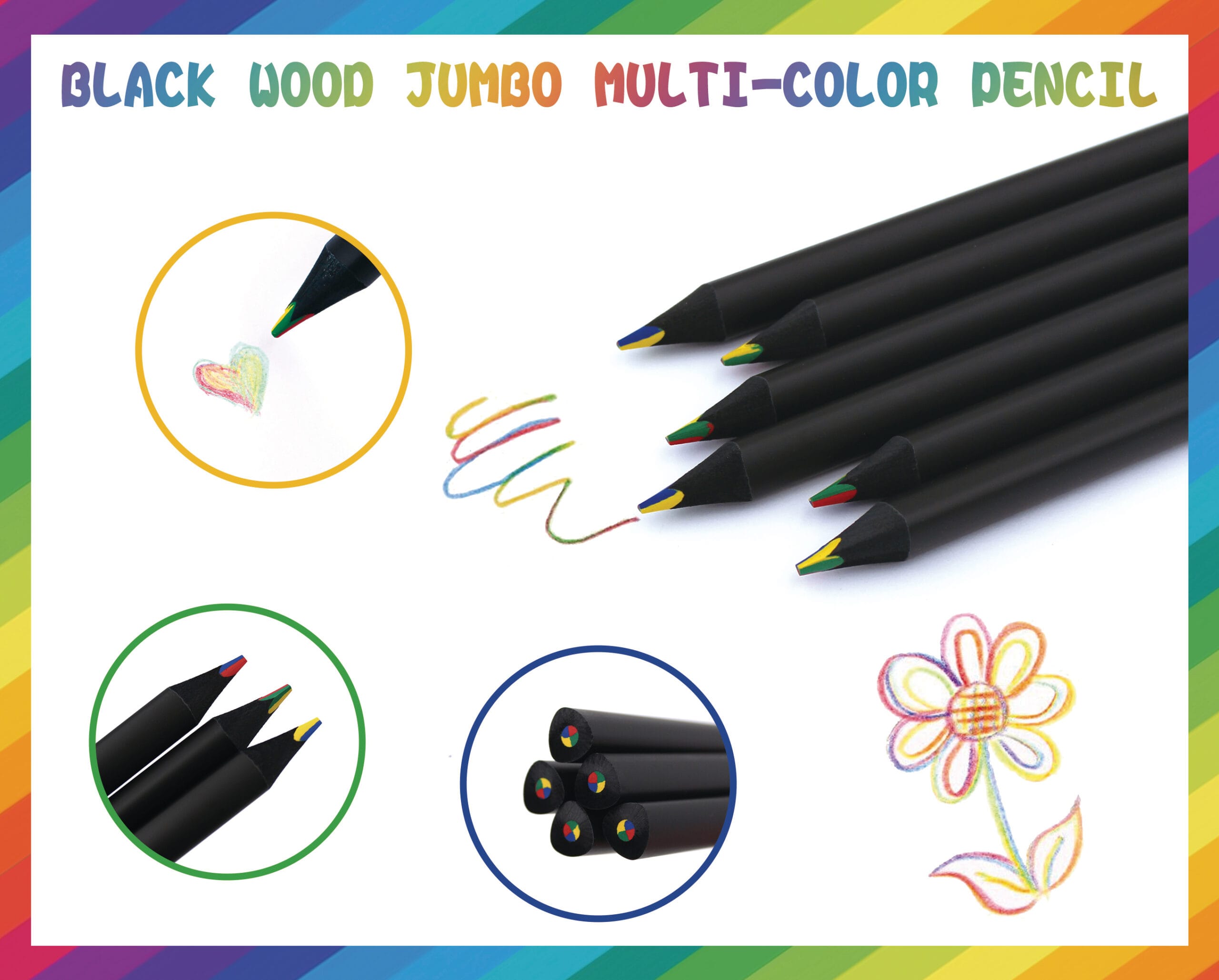 ROOST-TSKY-C02-7640111168027 ROOST Farbstift dick TSKY-C02 4-farbig, 3-eckig black – Hochwertig & günstig bei ShopDeca