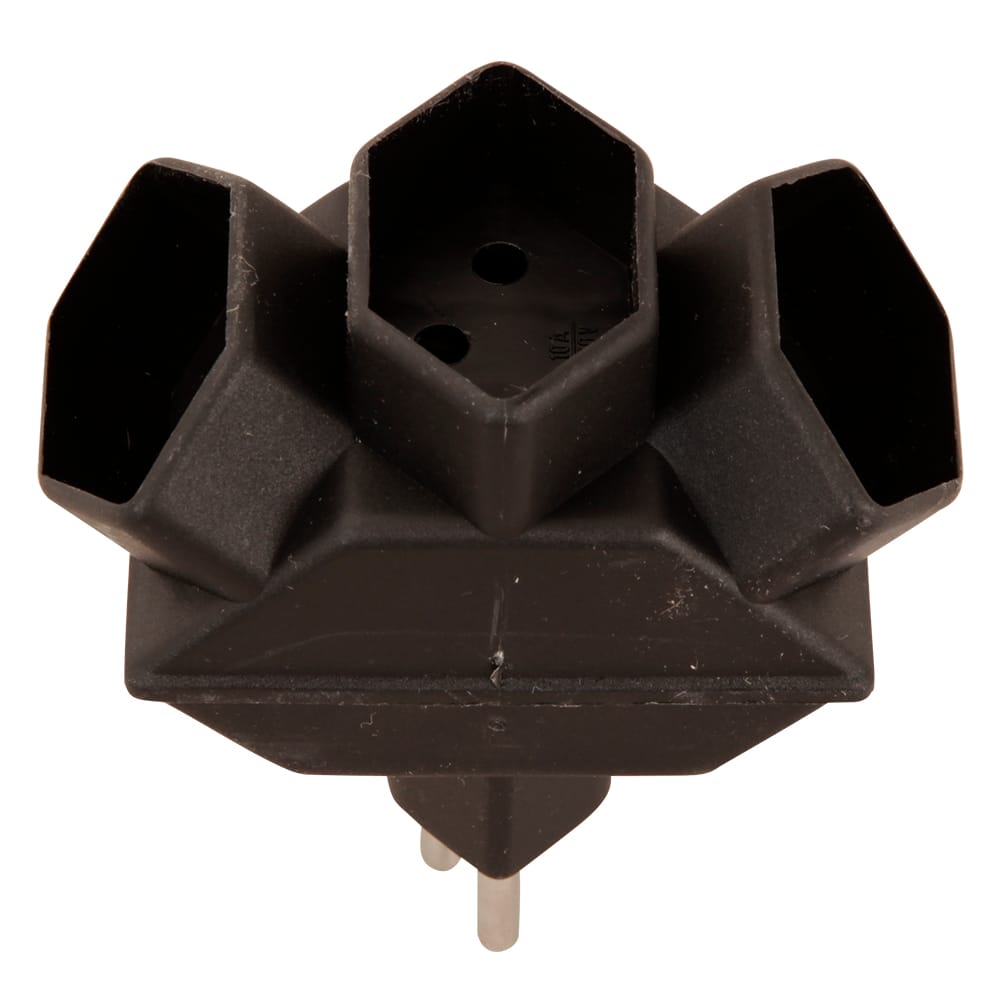 S-ELECTRO-04.500.2SZ-7611453050028 S-ELECTRO Abzweigstecker 04.500.2SZ schwarz, 3xT13 – Hochwertig & günstig bei ShopDeca