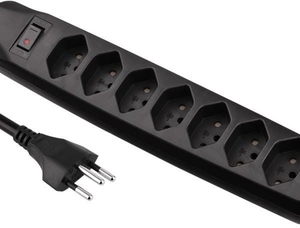 S-ELECTRO Steckdosenleiste 85.110.7SZ 7x T13 mit Schalter, schwarz