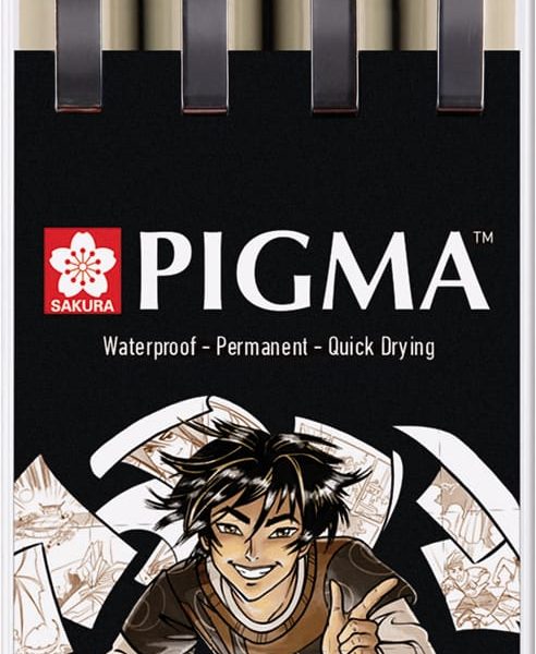 SAKURA Manga Pigma Set POXSDKMAN4 sepia, 2xMic/1xGraph/1xBrush