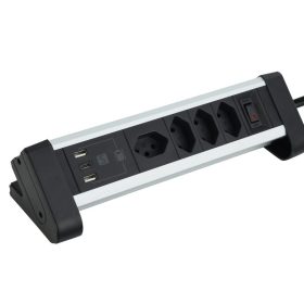 SCHOENENBERGER ALU Tisch-Steckdosenleiste 3m 85.860.4AL USB-C silber/schwarz