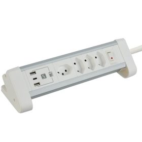 SCHOENENBERGER ALU Tisch-Steckdosenleiste 2m 85.861.4AL USB-C silber/schwarz
