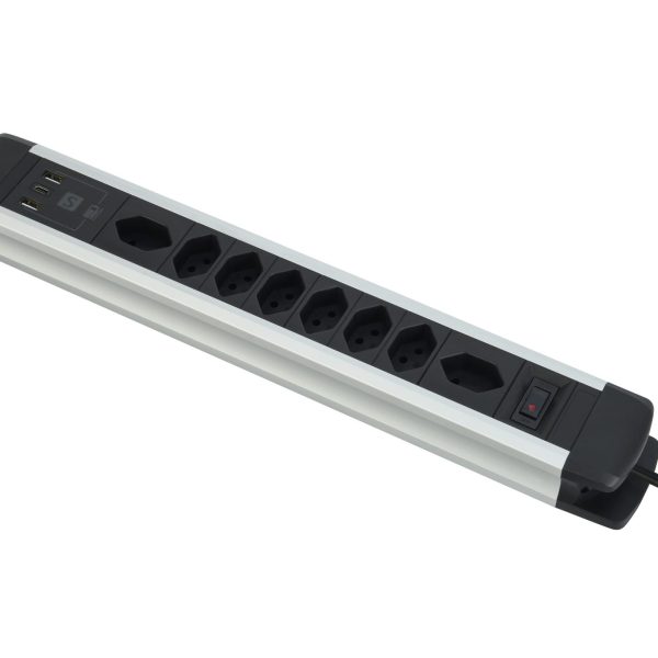 SCHOENENBERGER ALU Steckdosenleiste 2m 85.870.8AL USB-C silber/schwarz