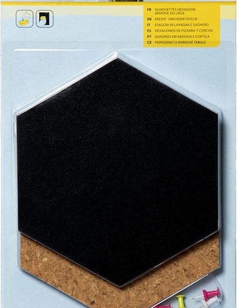 SECURIT Kreidetafel/Kork Set HEXAGON FB-CB-HEX schwarz 20x23x2cm