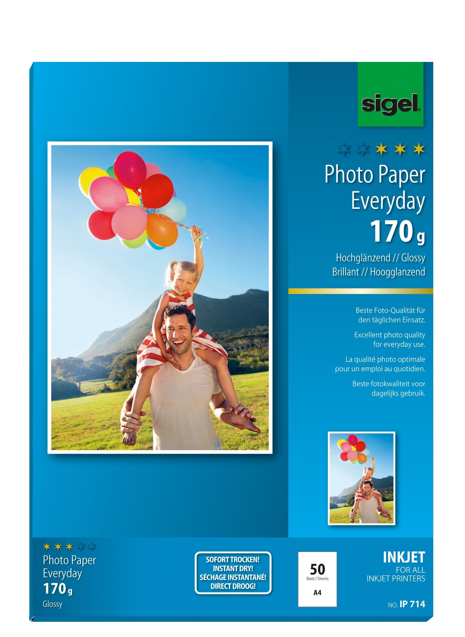 SIGEL-IP714-4004360998843 SIGEL InkJet Photo Paper Everyday A4 IP714 170g glossy 50 Blatt – Bild 1