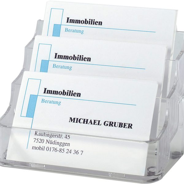 SIGEL Visitenkarten-Aufsteller VA130 transp.,f. 3x70 Karten 94x85mm
