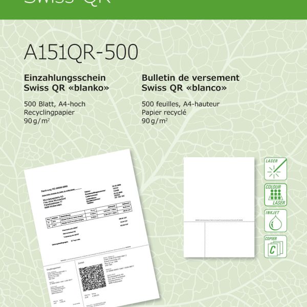 SIMPLEX Simfacture Swiss QR Recycl. A4 A151QR-500 universal, 90g 500 Blatt