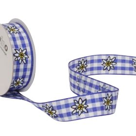 SPYK Band Cubino 15mm/3m 1324.1554 blau/weiss Karo Edelweiss