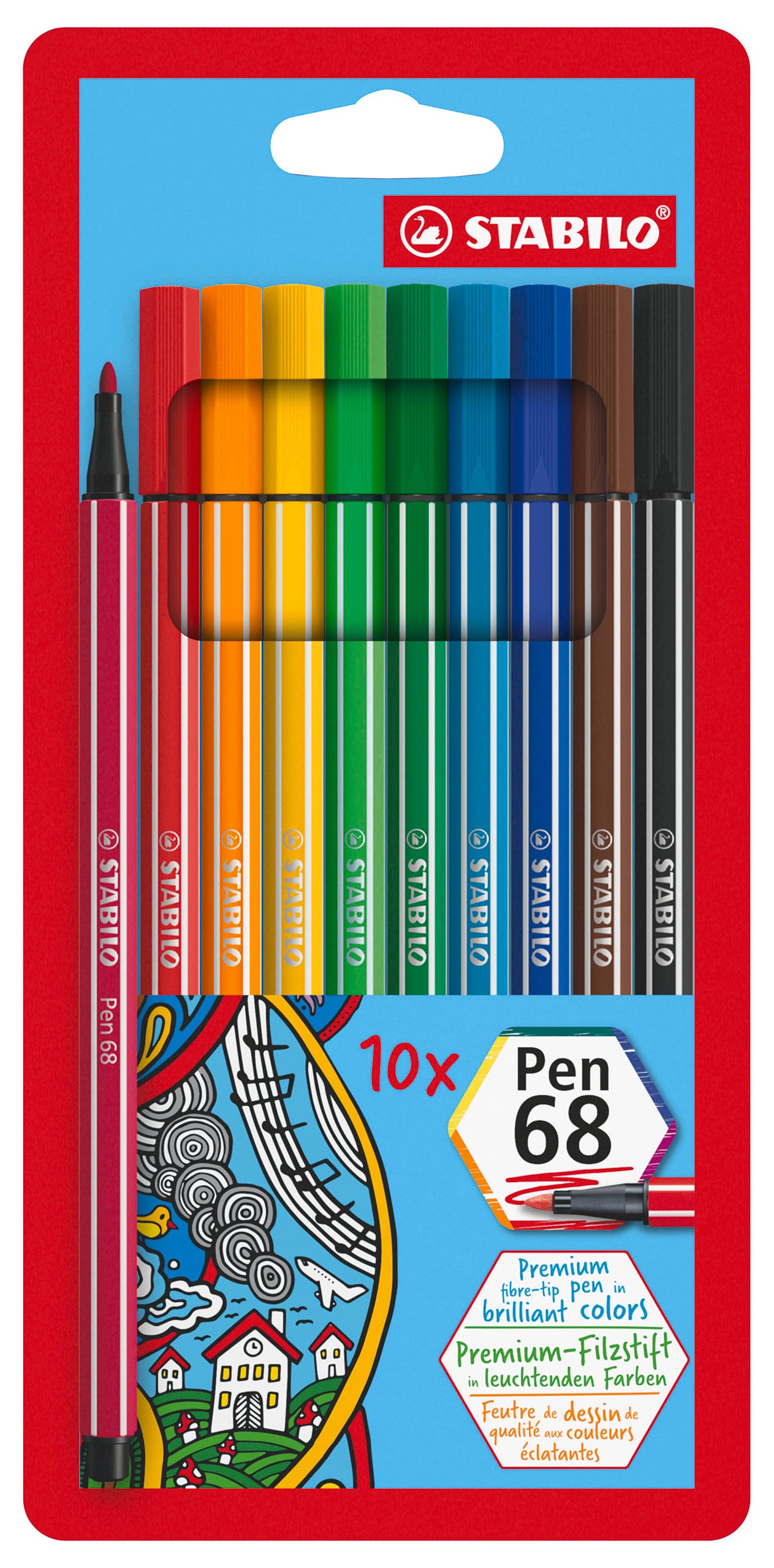 STABILO-68-10-4006381327329 STABILO Fasermaler Pen 68 1mm 68/10 10 Farben ass. – Hochwertig & günstig bei ShopDeca