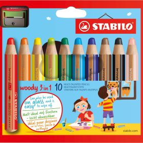 STABILO Farbstifte Woody 3 in 1 880/10-2 10 Farben Etui, Spitzer