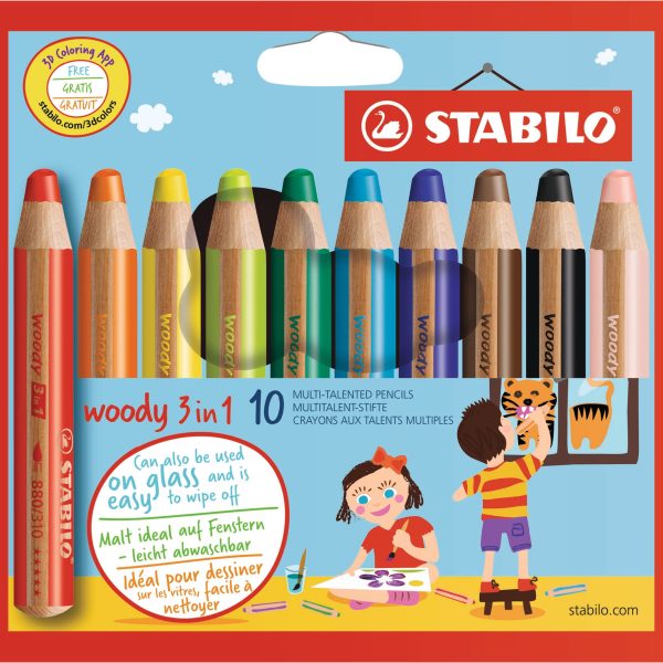 STABILO Farbrstift Woody 880/10 3in1, 10er Etui