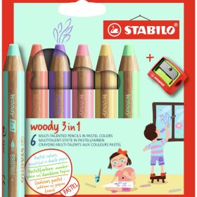 STABILO Farbstifte woody 3in1 8806-3 Pastell, Etui 6 Stk.