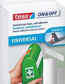 TESA Klettband on&off 20mmx1m 552240000 weiss, selbstklebend