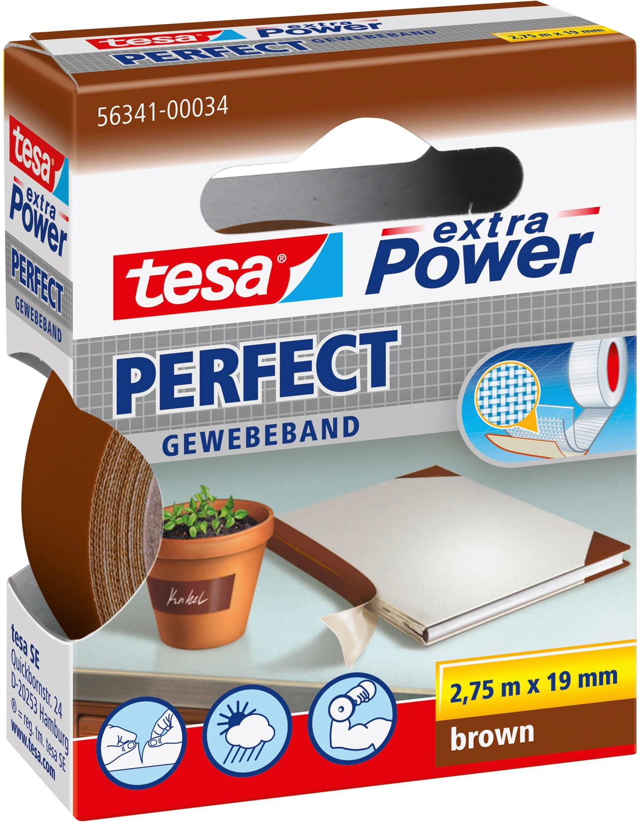 TESA-563410003-4042448044136 TESA Extra Power Perfect 2.75mx19mm 563410003 Gewebeband. braun – Hochwertig & günstig bei ShopDeca