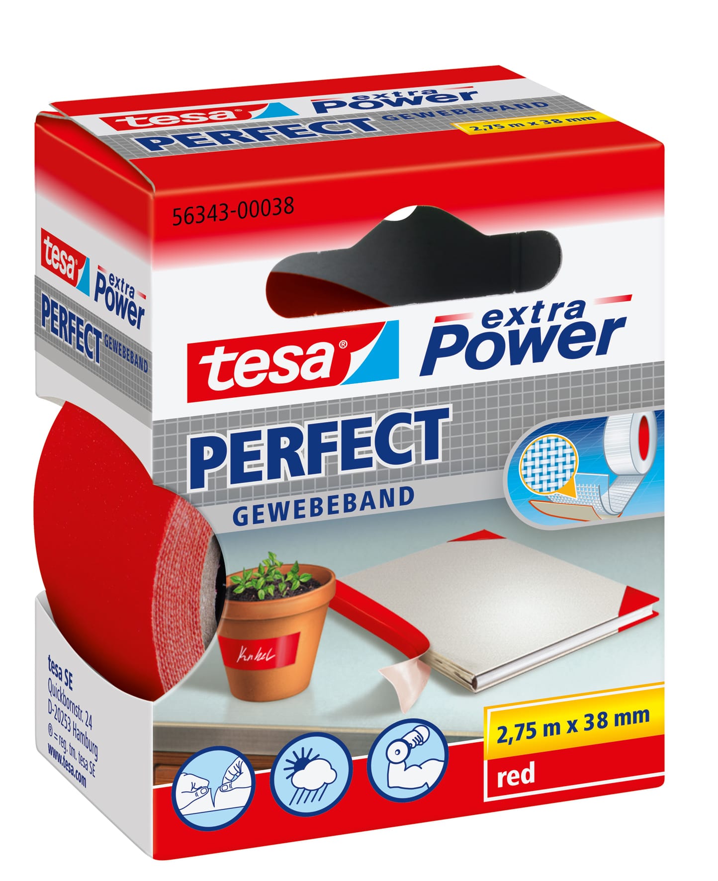 TESA-563430003-4042448044235 TESA Extra Power Perfect 2.75mx38mm 563430003 Gewebeband. rot – Hochwertig & günstig bei ShopDeca