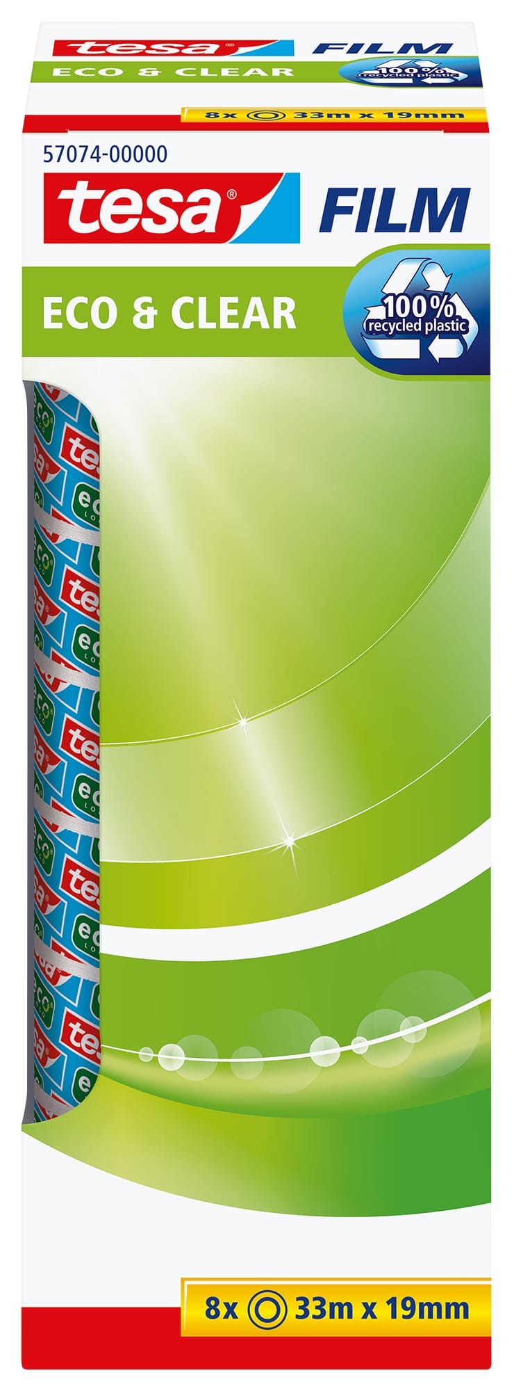 TESA-570740000-4042448175410 TESA Klebeband Eco & Clear 19mmx33m 570740000 8 Rollen – Hochwertig & günstig bei ShopDeca