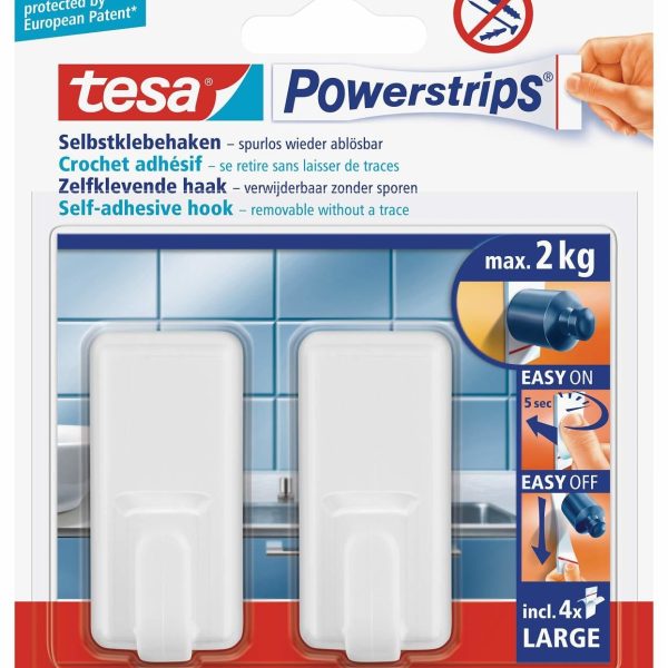 TESA Powerstrips Haken Classic 580100004 2 Haken/4 Strips Large