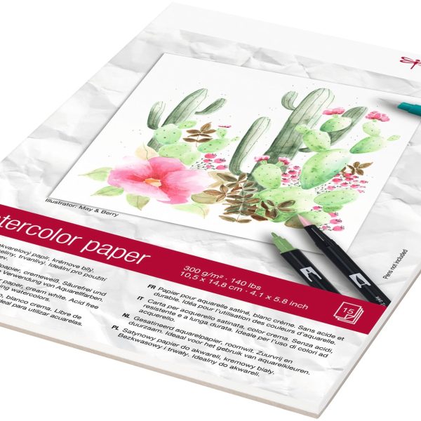 TOMBOW Aquarellblock A6 PB-AQUA-COV 300g, 15 Blatt