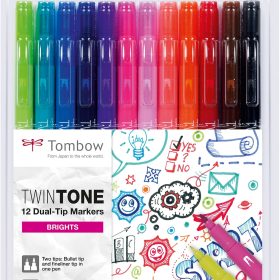 TOMBOW Fasermaler TwinTone Marker WS-PK-12P-1 Helle F. 12-tlg.