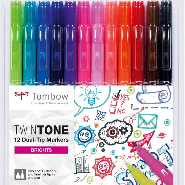 TOMBOW Fasermaler TwinTone Marker WS-PK-12P-1 Helle F. 12-tlg.