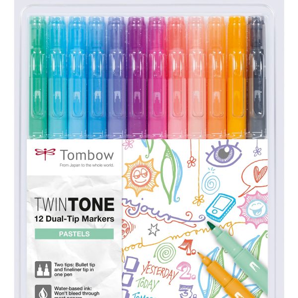 TOMBOW Fasermaler TwinTone Marker WS-PK-12P-2 Pastell F.