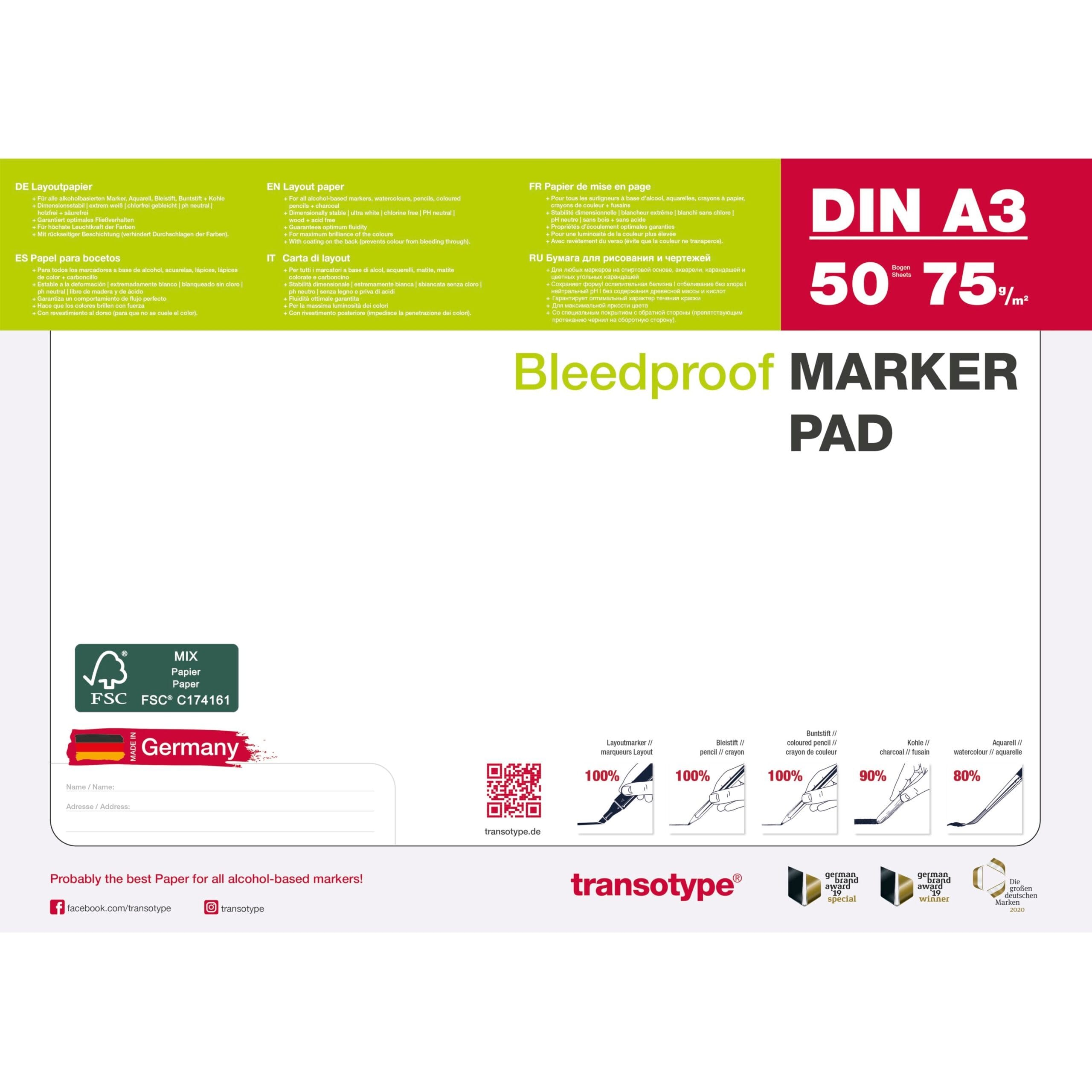 TRANSOTYPE-25002-4013695265155 TRANSOTYPE Layoutpapier A3 25002 75g, weiss 50 Blatt – Hochwertig & günstig bei ShopDeca