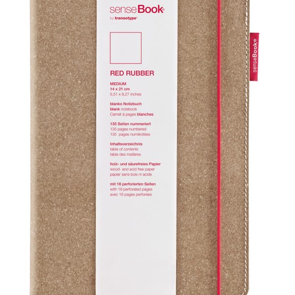 TRANSOTYPE senseBook RED RUBBER A5 75020502 kariert, M, 135 Seiten beige