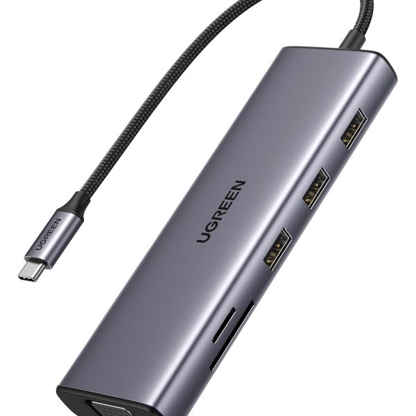 UGREEN USB-C to 3xUSB-A Hub 10in 1 15601 HDMI,VGA,RJ45,3.5mm,SD,TF,PD