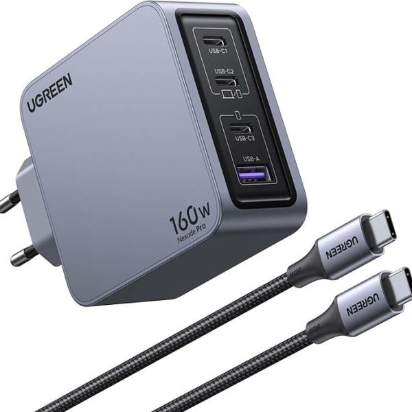 UGREEN USB Wallcharger Nexode Pro 25877 160W, 4-Port,PD,GaN w.Cable