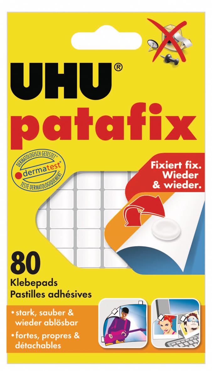 UHU-48810-4026700488104 UHU Patafix Klebepads 9.5x17mm 48810 weiss, non-permanent 80 Stk. – Hochwertig & günstig bei ShopDeca
