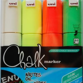 UNI-BALL Chalk Marker 8mm PWE8M.4C.1 4 Farben, Etui