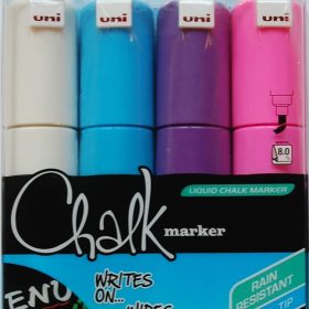 UNI-BALL Chalk Marker 8mm PWE8M.4C.2 4 Farben, Etui