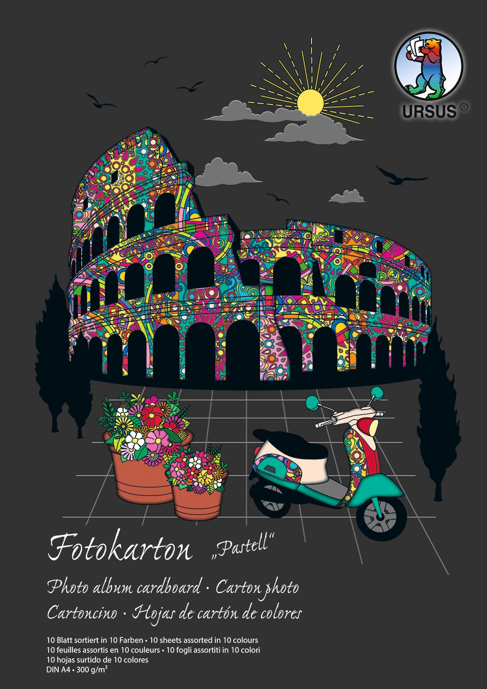 URSUS-3794699SE-4008525213376 URSUS Fotokarton-Block A4 3794699SE 300g, pastell 10 Blatt – Hochwertig & günstig bei ShopDeca