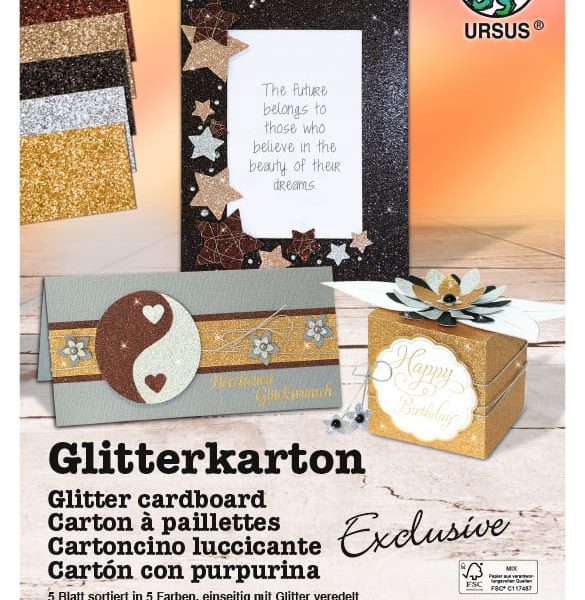 URSUS Fotokarton Exklusive A4 62134699F 300g, glitzer, ass. 5 Blatt