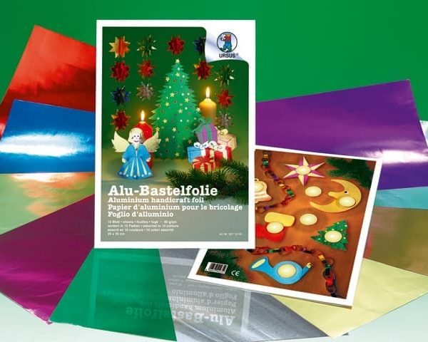 URSUS Bastelfolie Alu 23x33cm 8070099 90g, farbig ass. 10 Blatt