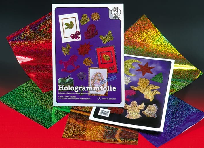URSUS-8390099-4008525256045 URSUS Hologrammfolie 23x33cm 8390099 50my, 5 Farben ass. 5 Blatt – Hochwertig & günstig bei ShopDeca