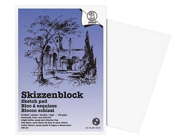 URSUS Skizzenpapier A4 8814600 120g, weiss 50 Blatt