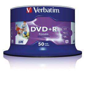 VERBATIM DVD+R Spindle 4.7GB 43512 1-16x print wide 50 Pcs