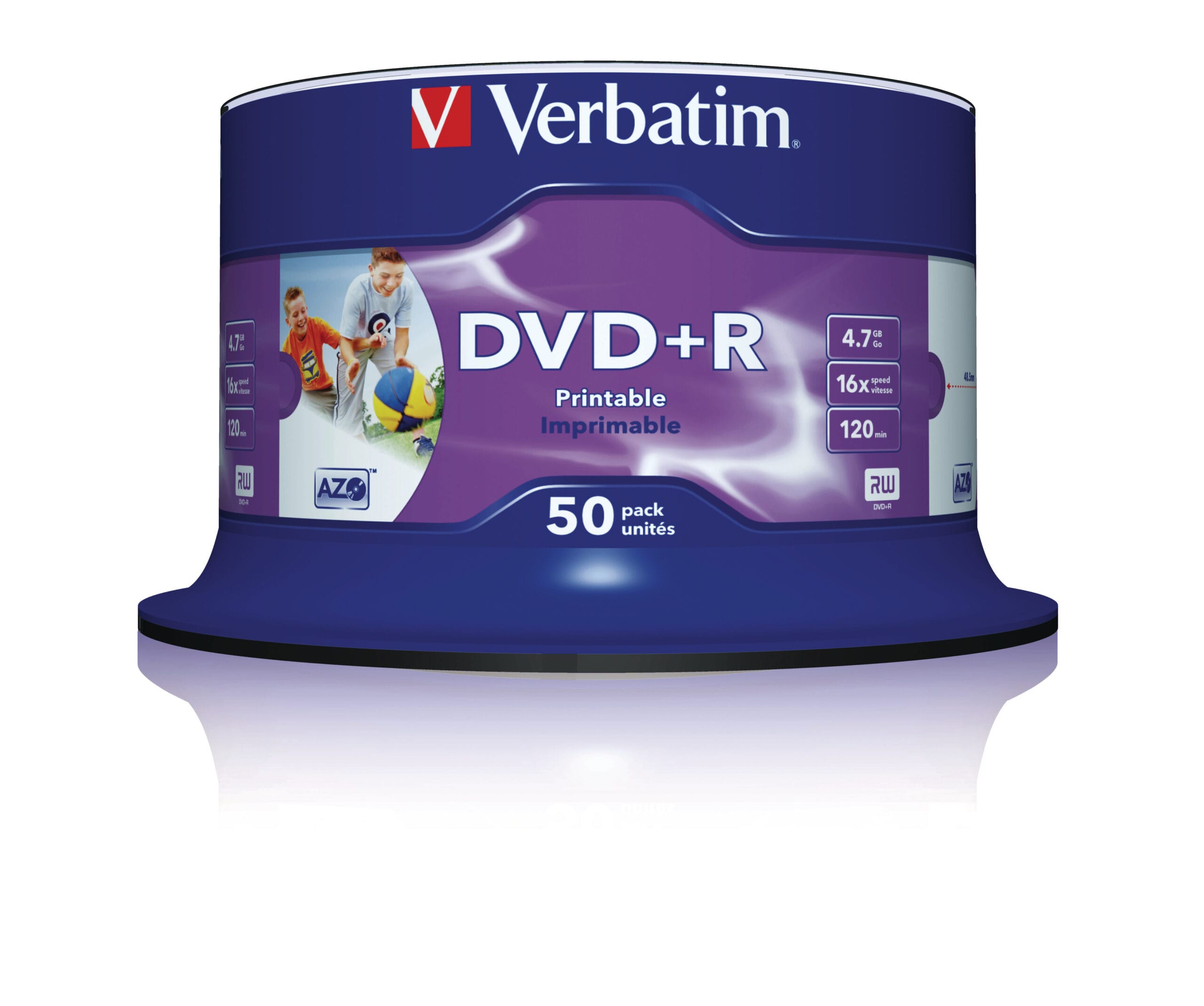VERBATIM-43512-0023942435129 VERBATIM DVD+R Spindle 4.7GB 43512 1-16x print wide 50 Pcs – Hochwertig & günstig bei ShopDeca