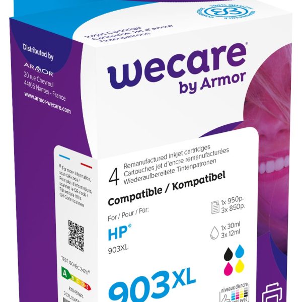 WECARE Tinte 903XL rebuilt CMYBK 1CC20AEWE z.HP OfficeJet 6950 30/3x12ml